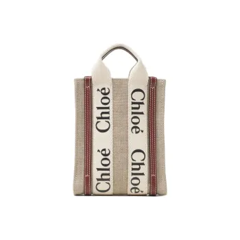 Chloe Linen Shoulder Bag Crossbody Bag Mini Women's White & Brown
