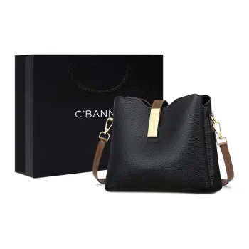 C°BANNER Cow Leather With Synthetic Leather Bucket Bag, Shoulder Bag, Crossbody Bag Regular Women's Black