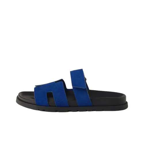 HERMES Chypre Slide Slippers Men Dark Blue