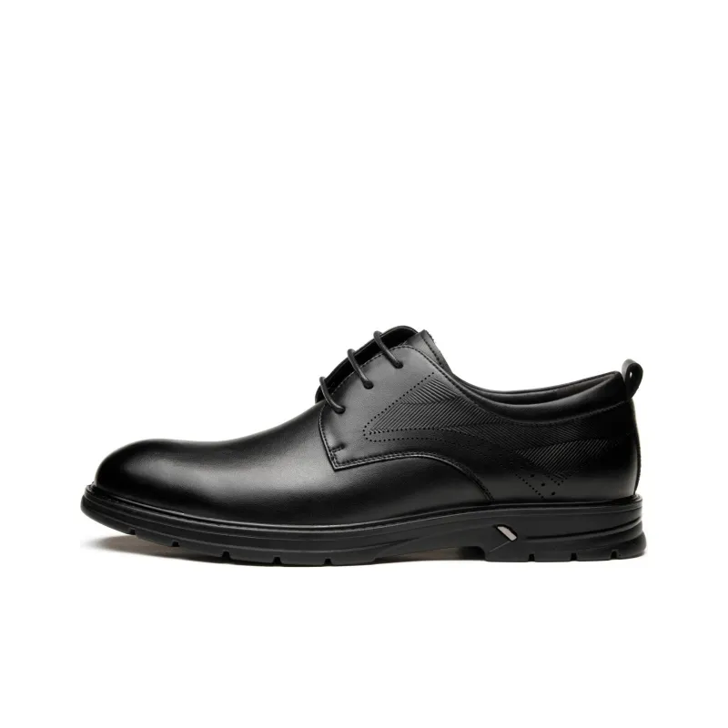 AOKANG Dress Shoes Men Low Top Black/Dark Brown-2
