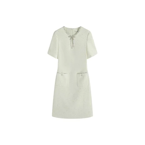 Famanxuan Short-Sleeved Dresses Women's Champagne Gilded Rice