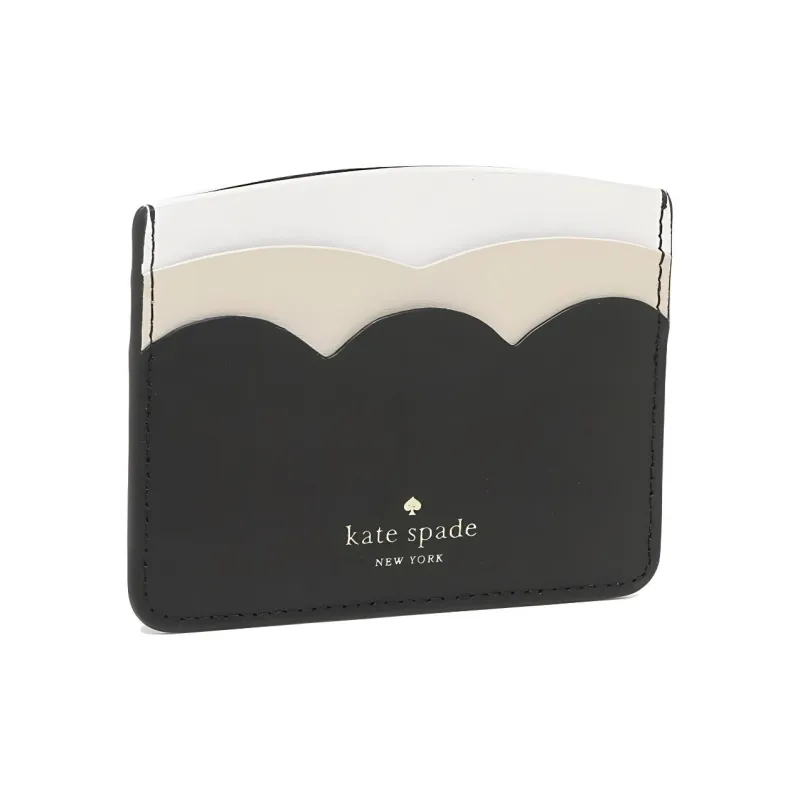 Kate Spade Leather Wallets Card Holders Women's Black & Gray White-1