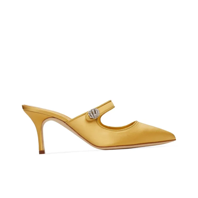 MANOLO BLAHNIK Wrap-toe Slippers Women's Yellow-1