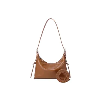 BAMPO Top Grain Cow Leather Handbag Shoulder Bag Small Size Women's Brown