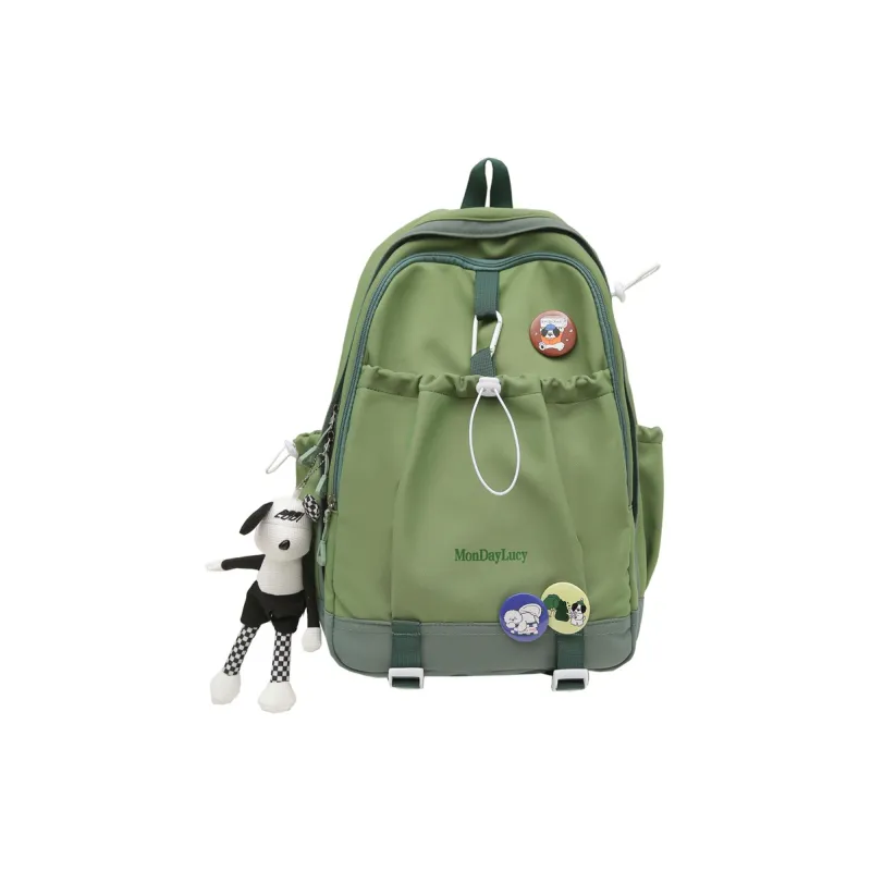 Travel Nylon Backpack Regular Unisex Ecru/Green/Black/Purple/Pink/Khaki-3