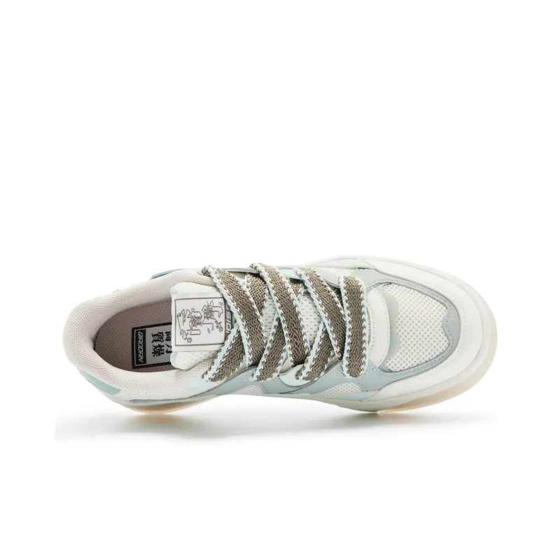 QIAODAN Jelly Skateboard Shoes Women's Low Top Light Mist Green-3