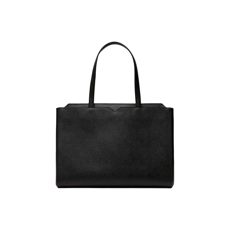 Valextra Millepunte Leather Tote Bag, Shopping Bag, Handbag Men's Black-0