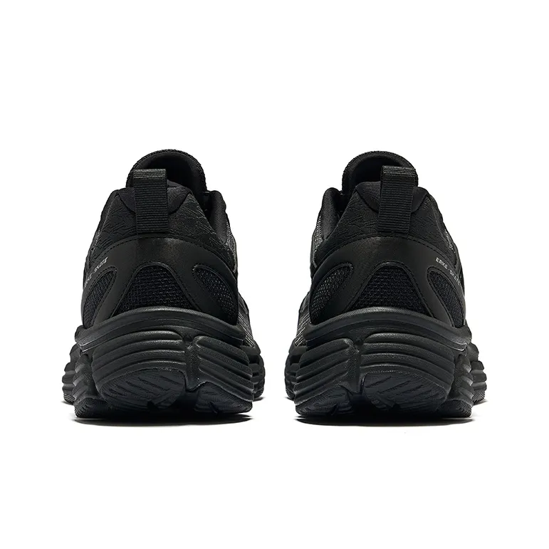Erke Fishbone Mesh Durable Breathable Low Top Casual Shoes Men's Jet Black Carbon Gray-4