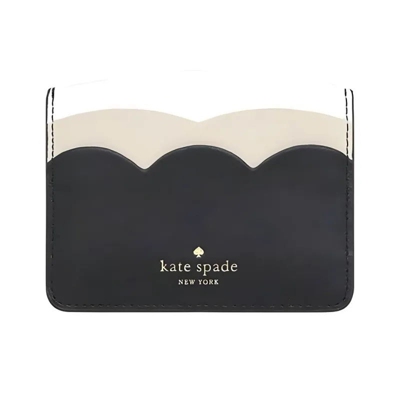 Kate Spade Leather Wallets Card Holders Women's Black & Gray White-0