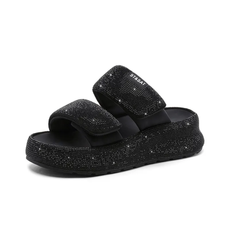 ST&SAT Slide Slippers Women's Black/Pink/Gray/Purple-1