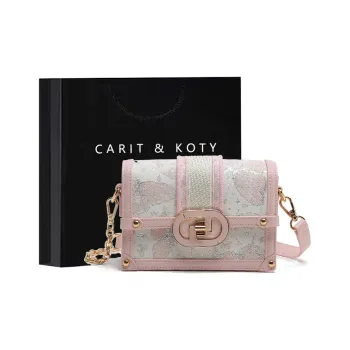 Carit&Koty Polyurethane Shoulder Bag Small Size Women's Pink/Gray