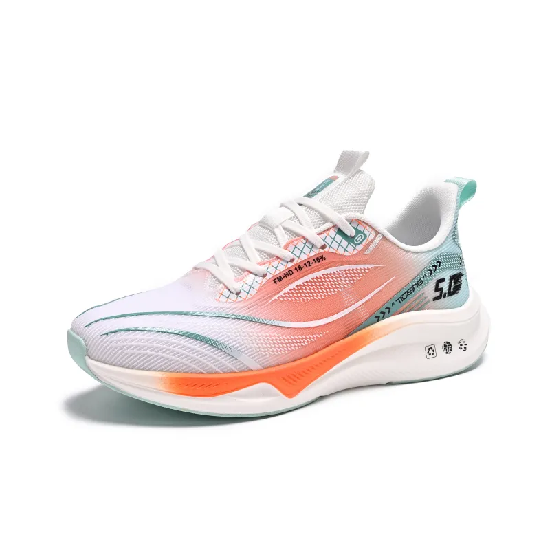 HERR TIGER Cushioning Anti-Slip And Wear-Resistant Breathable Rebound Low-Top Running Shoes Men's Cut-Out White Orange-10
