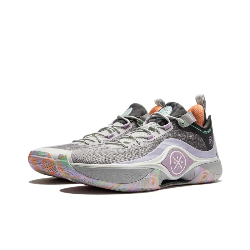 LiNing Wade Shadow 5 V2 Lightweight Rebound High Top Basketball Shoes Men's Gray Purple-2