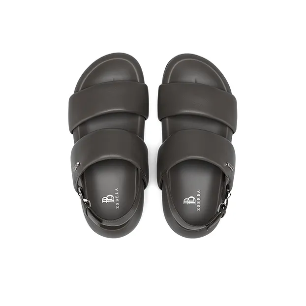 ZSBELLA Strap Sandals 3.5cm Women's Gray Black-3
