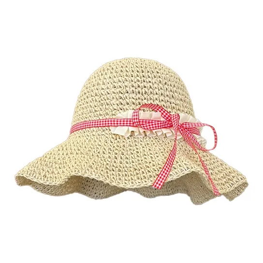 Lanza French Cut Out Pastoral Style Straw Woven Hats & Caps Sun Protection Hats Women's-1