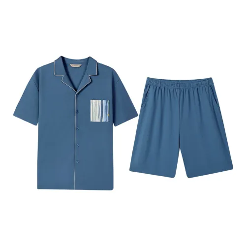 AUTUMNDEER Pajama Set Men's Sea Blue