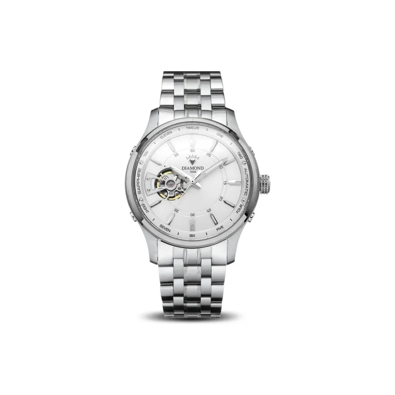 Diamond Automatic/Manual Mechanical Movement Men's Watches White Dial-0