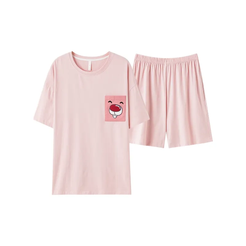 White Ran Pajama Set Women's Light Pink-0