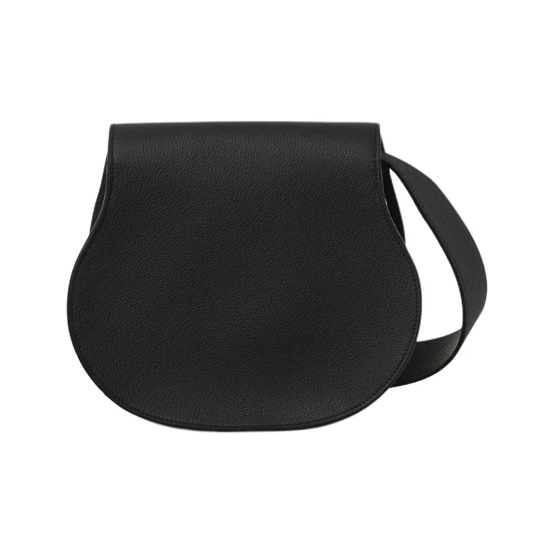 Chloe Marcie Grained Calfskin Saddle Bag, Portable Crossbody Bag, Shoulder Bag Women's Black-1