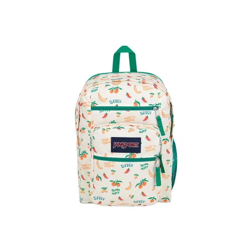 JanSport Polyester Backpack Large Size Unisex Beige & Green