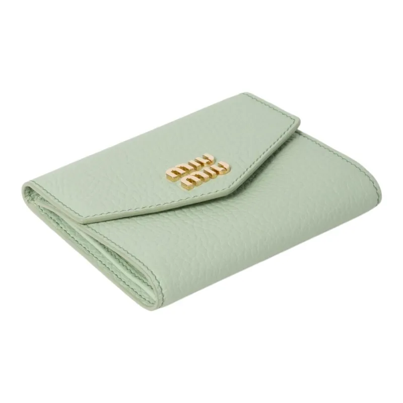 MIU MIU Soft Leather Wallet Small Size Unisex Blue Crystal-1