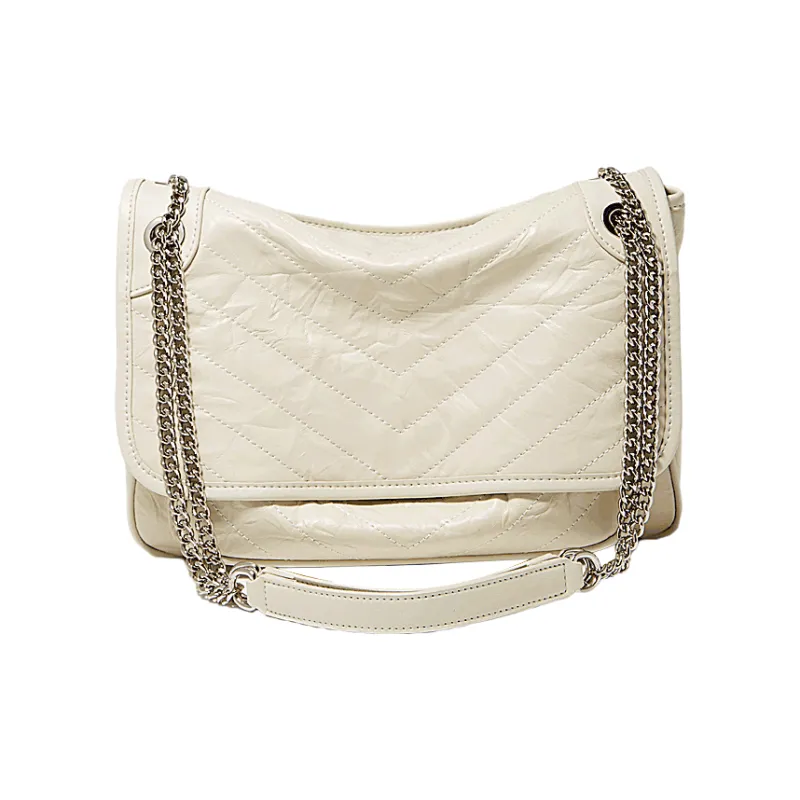 Marino Orlandi Cow Leather Synthetic Leather Chain Bag Shoulder Bag Medium Size Women's Black-7