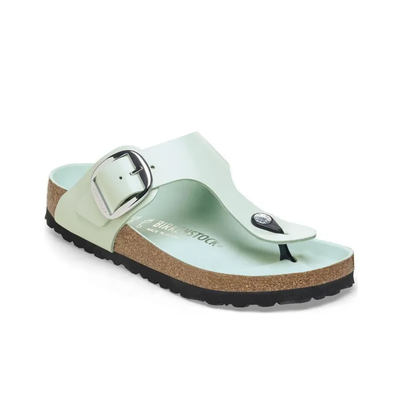 Birkenstock Gizeh Big Buckle Natural Leather Patent Narrow Fit Sandals ' High Shine Surf Green' Women's-1