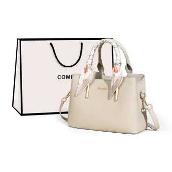 COMELY Cow Leather Mom Bag, Crossbody Handbag Regular Women's Ecru