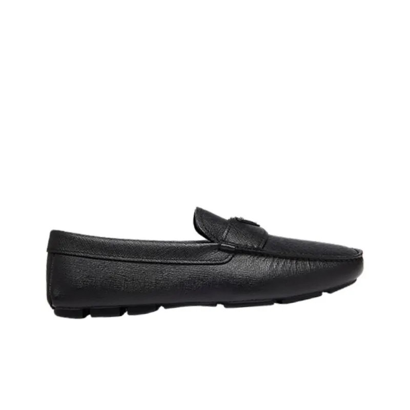 PRADA Triangle-logo Leather Loafers-1
