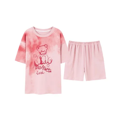 Close fitting Areas Pajama Set Women's Pink