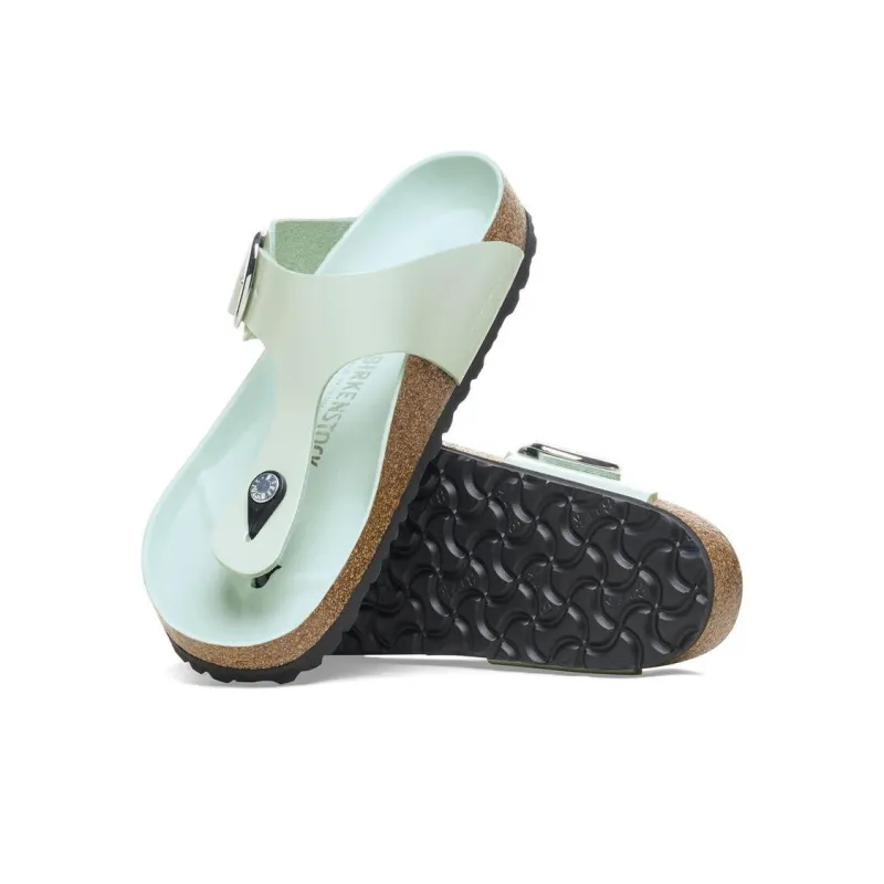 Birkenstock Gizeh Big Buckle Natural Leather Patent Narrow Fit Sandals ' High Shine Surf Green' Women's-4