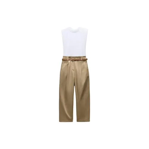 ZARA Jumpsuits Women's Camel/White