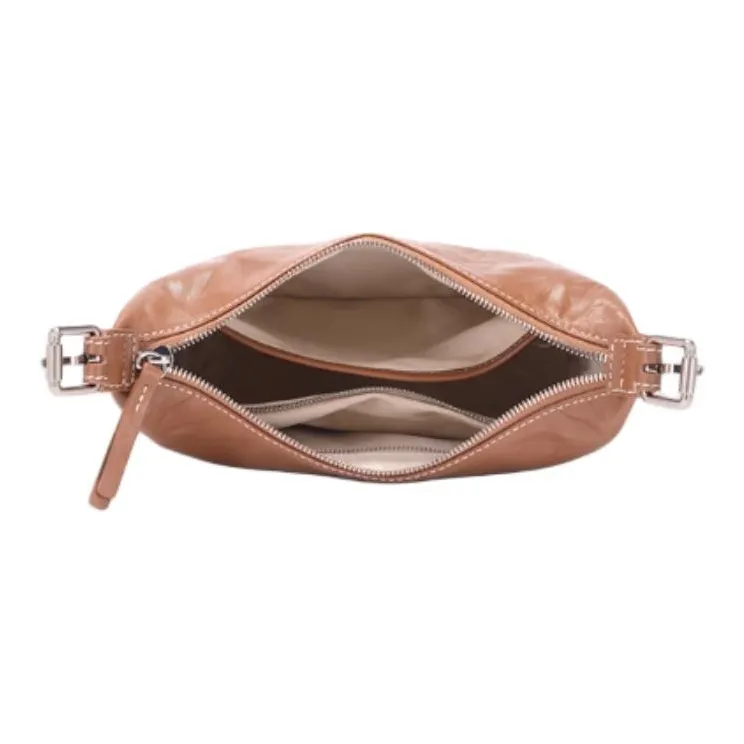 BAMPO Top Grain Cow Leather Handbag Shoulder Bag Small Size Women's Brown-3