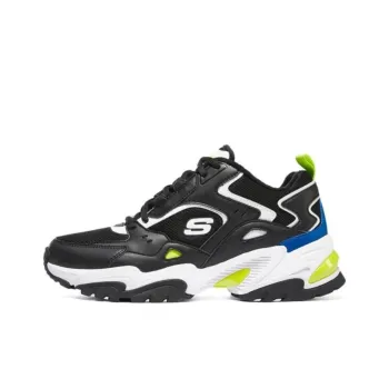 Skechers Stamina V2 Cushioning, Slip Resistant, And Abrasion Resistant Low Top Chunky Sneakers Men's Black Yellow