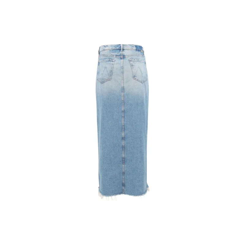 MOTHER The Ditcher Maxi Super Fray Denim Skirt-1