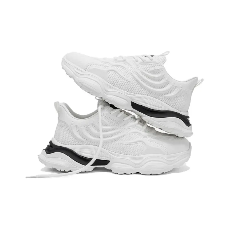 FAIRWHALE Low Top Chunky Sneakers Men's Raw White/Pure Black-10