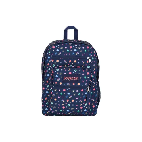 JanSport Polyester Backpack Large Size Unisex Marine Blue With Multicolor Accents