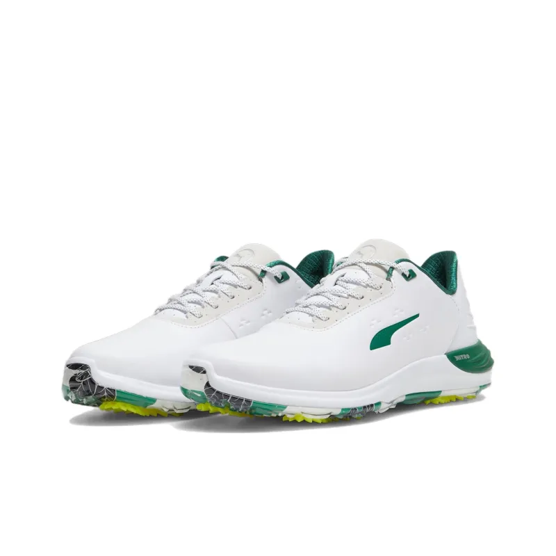 PUMA Slip Resistant Low Top Golf Shoes Men's White Green Yellow-2