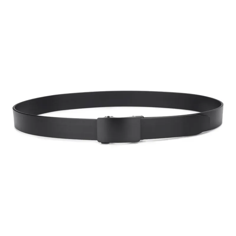 Cows Reign Black Automatic Buckle Top Grain Cow Leather Minimalist Style Business Belt Leather Belts Men's 3.4cm Wide-4