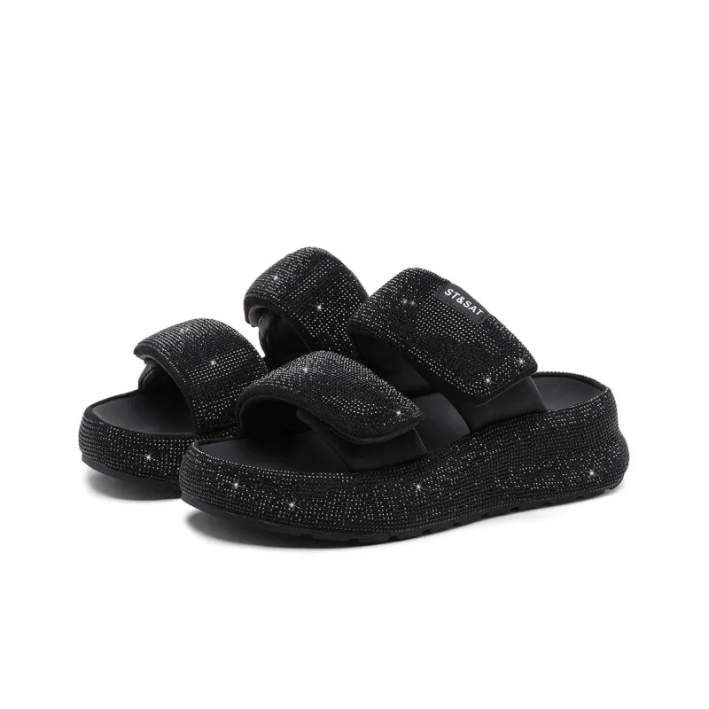 ST&SAT Slide Slippers Women's Black/Pink/Gray/Purple-2