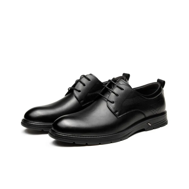AOKANG Dress Shoes Men Low Top Black/Dark Brown-1