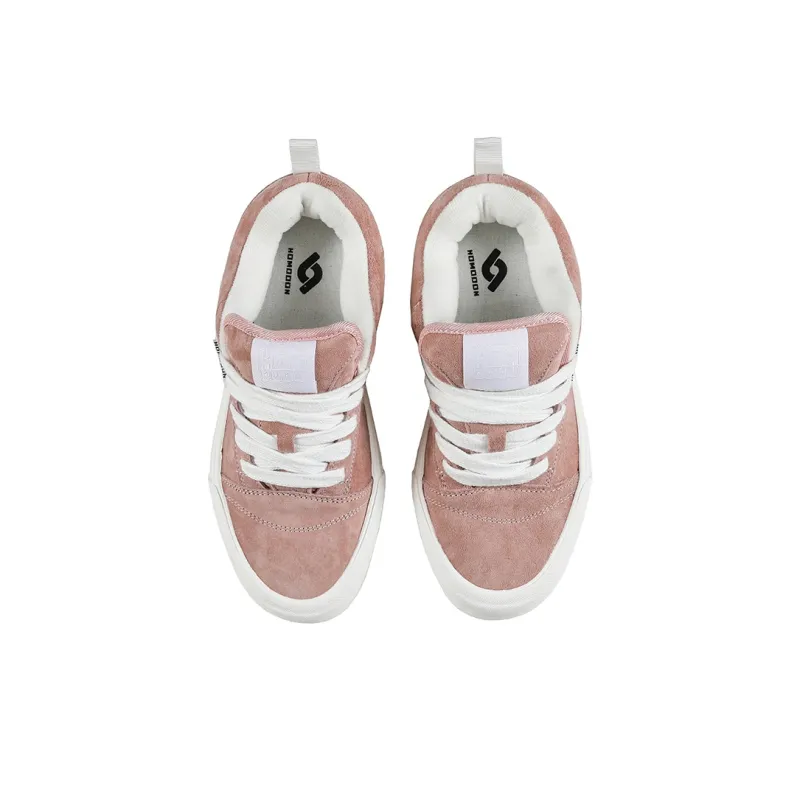 HOMDOON Anti Slip Wear Resistant Low Top Skateboard Shoes Unisex Skin Pink-3
