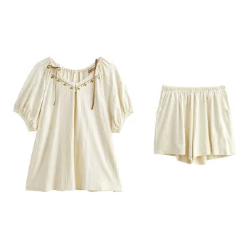 Song Qianya Pajama Set Women's Ecru