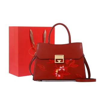 PAYOT Microfiber Synthetic Leather Wedding Bag Shoulder Bag Crossbody Bag Handbag Large Size Women's Burgundy