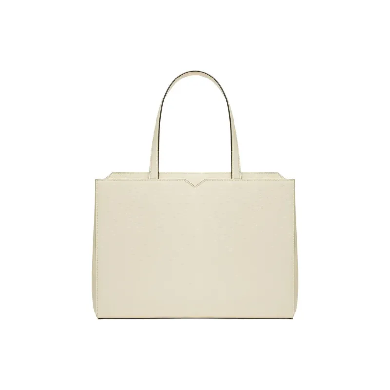 Valextra Millepunte Calfskin Tote Bag, Shopping Bag, Handbag Men's White-0