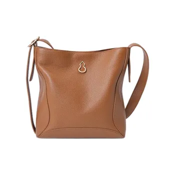 BAMPO Cow Leather Crossbody Bag Shoulder Bag Medium Size Women's Loquat Brown