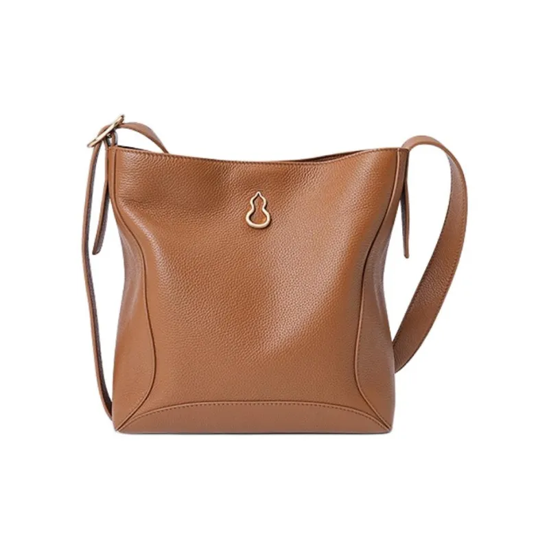 BAMPO Cow Leather Crossbody Bag Shoulder Bag Medium Size Women's Loquat Brown-0