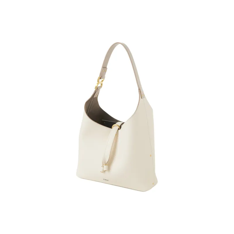 Chloe Marcie Grained Calfskin Handbag Shoulder Bag Small Size Women's Misty Ivory-1