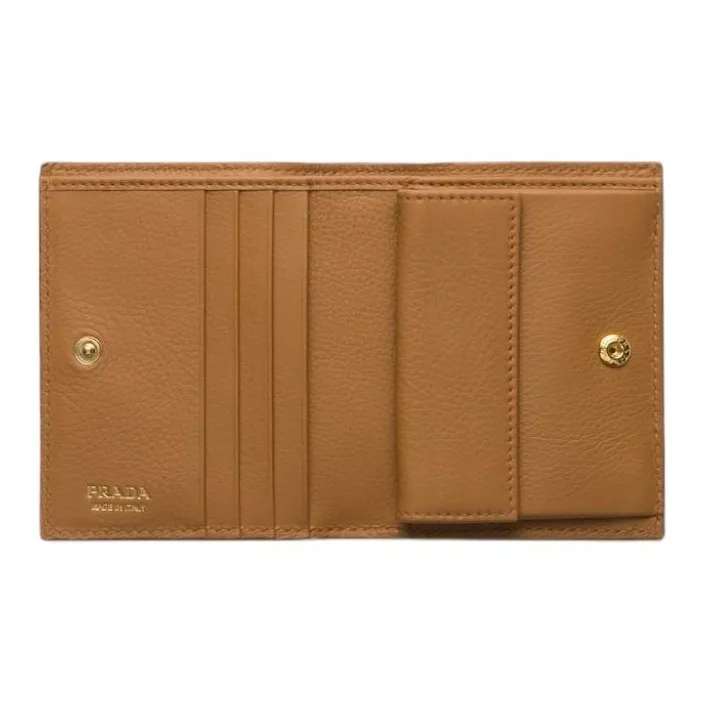 PRADA Leather Wallet Women's Camel-2
