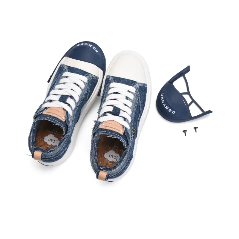 UNNAMED FORCES Cloud Breathable Height Increasing Low Top Canvas Shoes Unisex Denim Blue-2